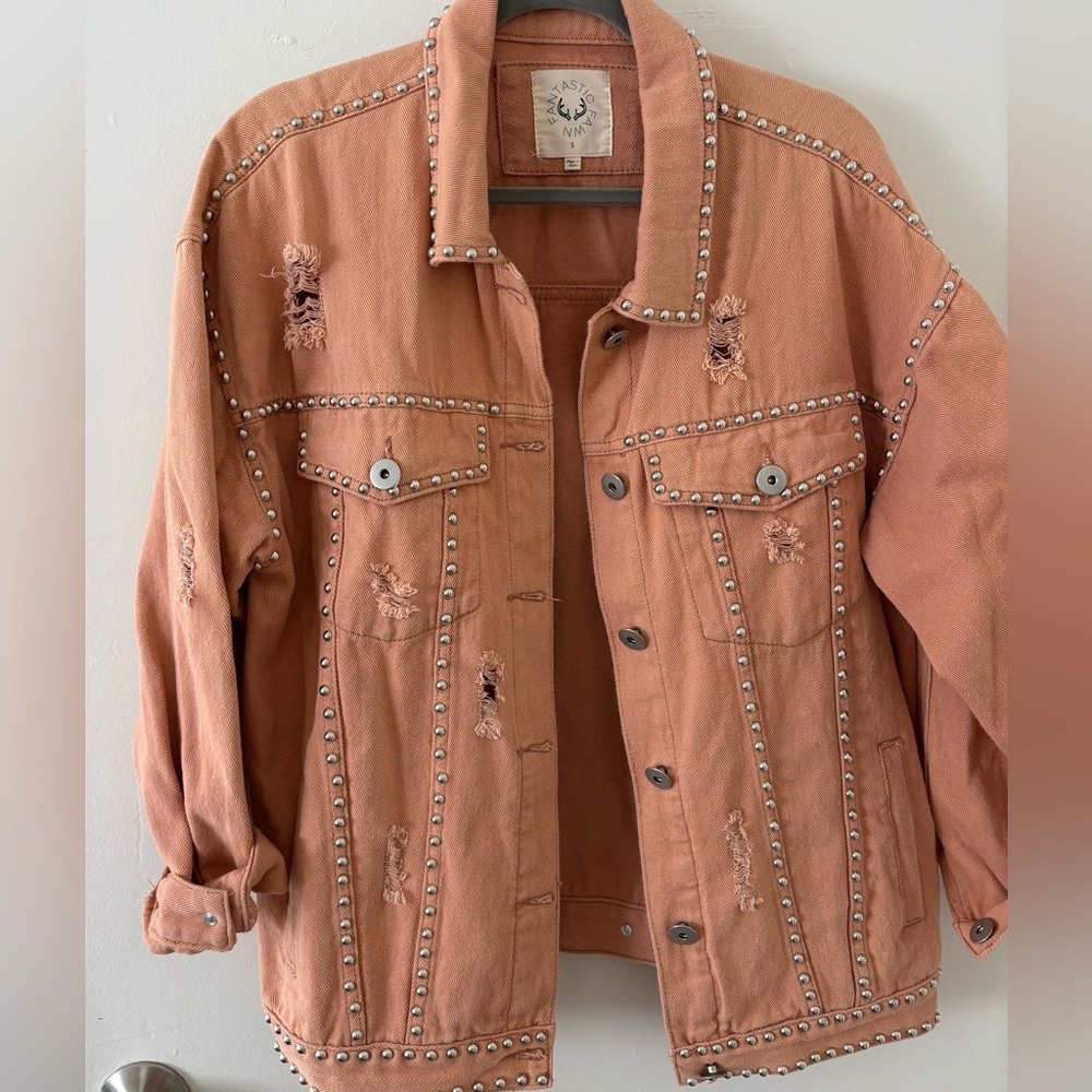 Fantastic fawn studded jean jacket